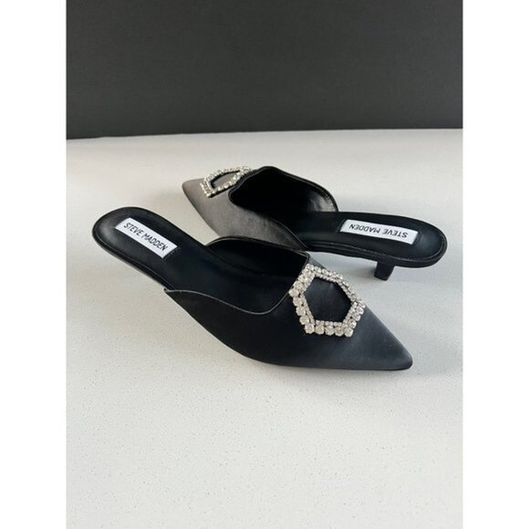 NWOB STEVE MADDEN Kees Rhinestone Embellished black Mule slide size 8.5 - Picture 5 of 10